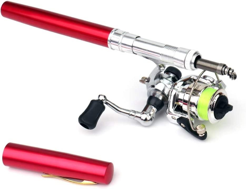 Lixada Pen Fishing Rod Reel Combo Set Premium Mini Pocket Collapsible Fishing  Pole Kit Telescopic Fishing Rod + Spinning Reel Combo Kit Red 55.1in/1.4m