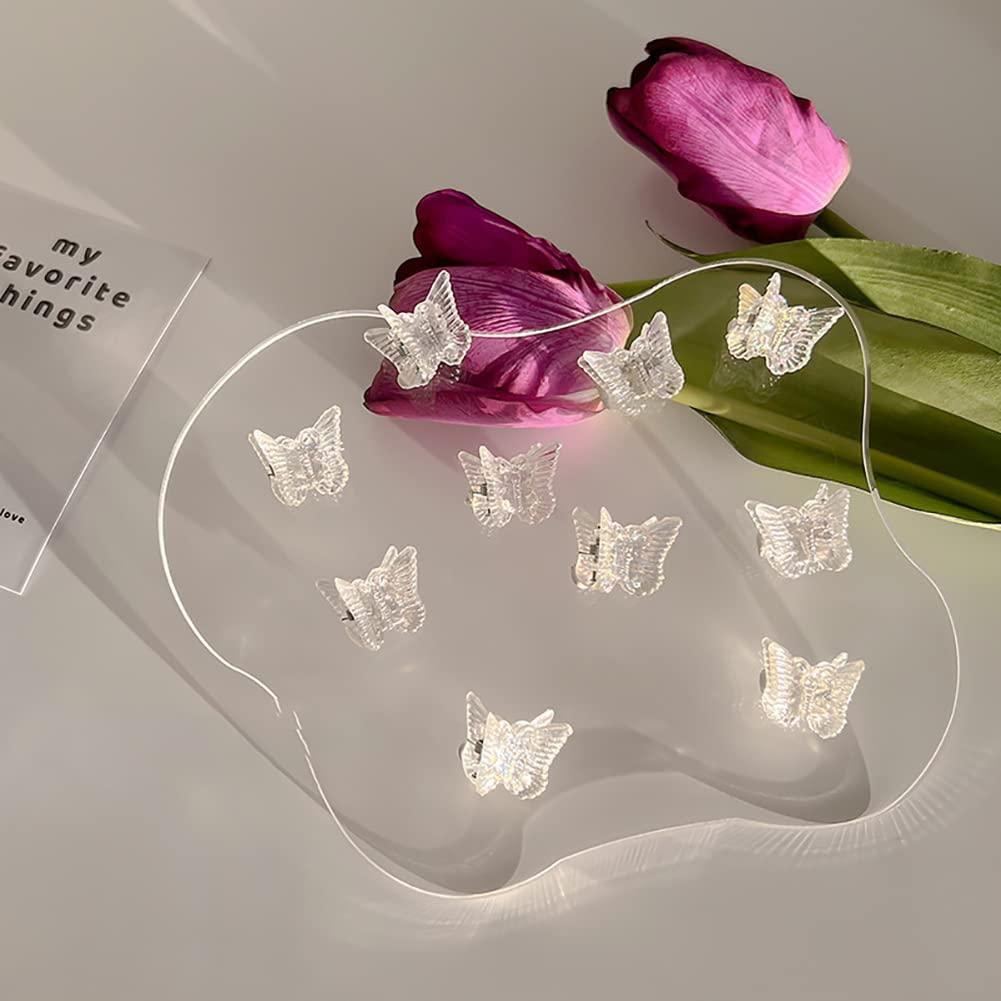 20 Pcs Small Butterfly Hair Claw Clips Clear Plastic Hair Claws Clamps