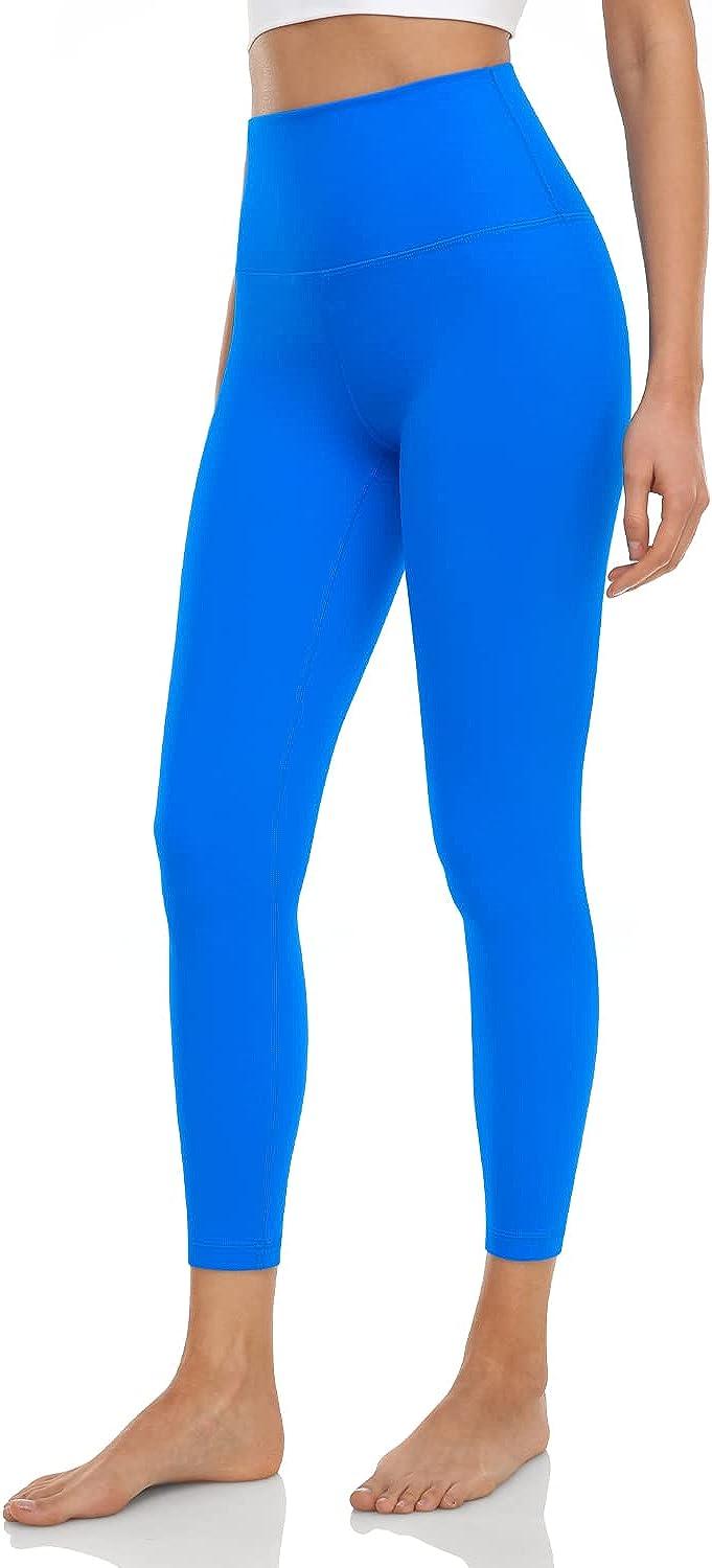 HeyNuts Pure&Plain 7/8 Athletic Leggings for Women, Buttery Soft Tummy  Control Workout Pants 25'' Small Poolside Blue_25