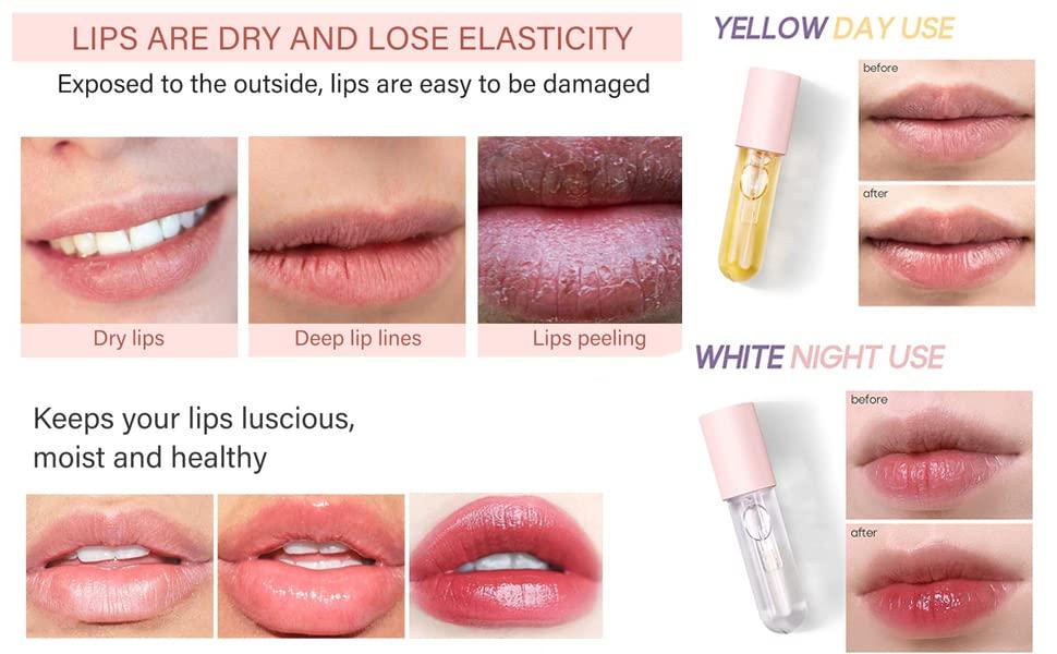 DEROL Lip Plumper Natural Lip Plumping and Lip Care, Day & Night Serum