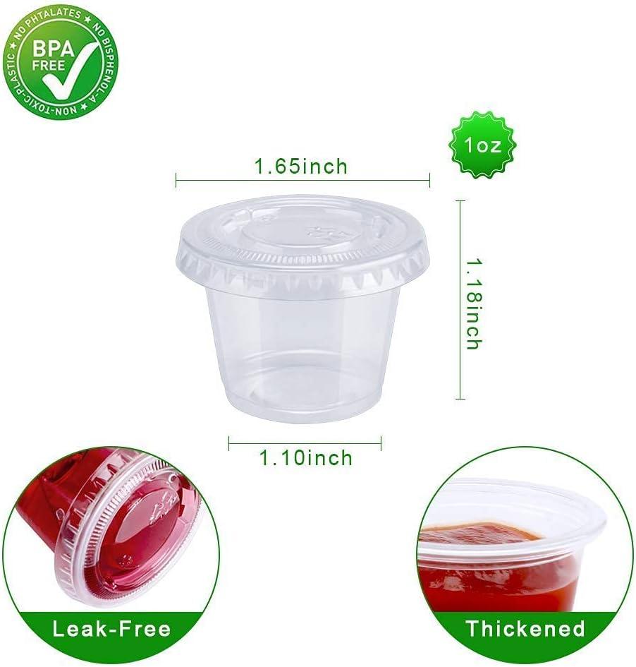 200Sets-1oz Small Plastic Containers With Lids,Plastic Cups With