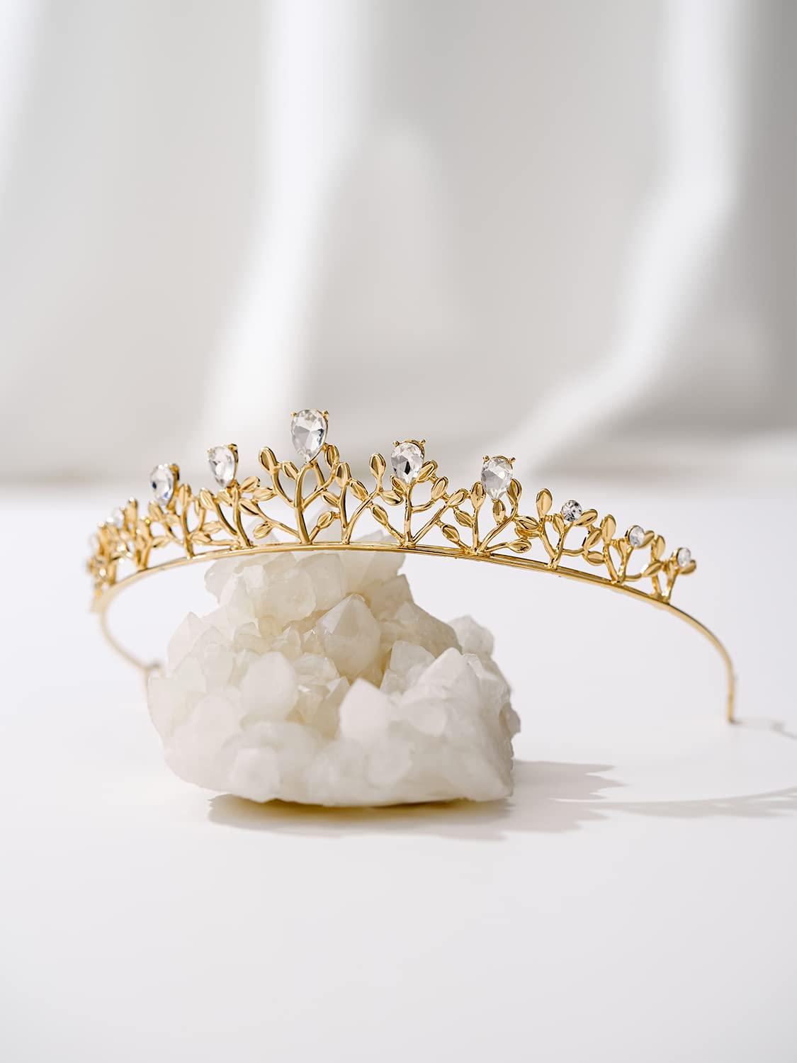 SWEETV Gold Princess Tiara Headband for Women & Girls Perfect for