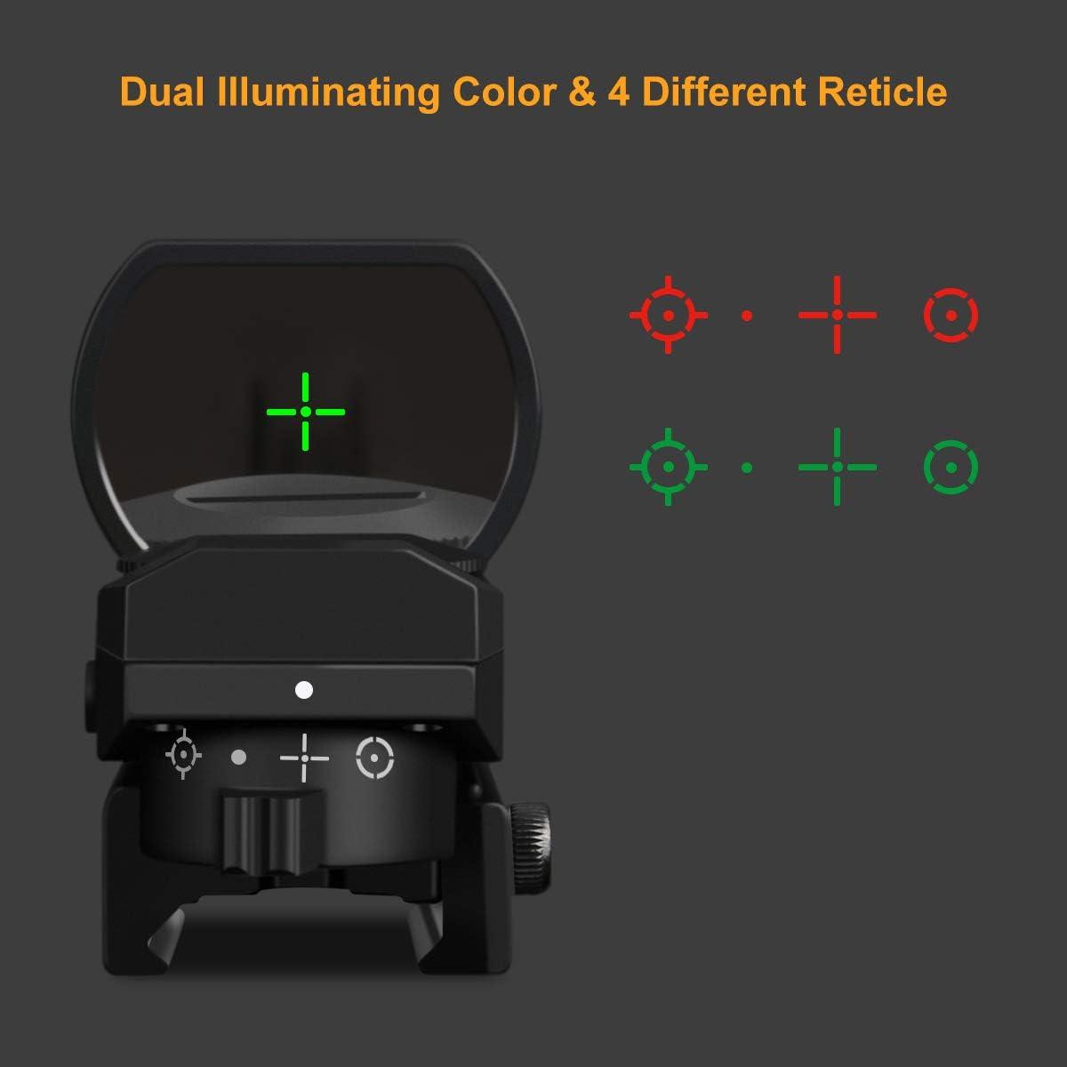 Feyachi RS29 Reflex Sight, Red & Green Illuminated 4 Reticles Red Dot