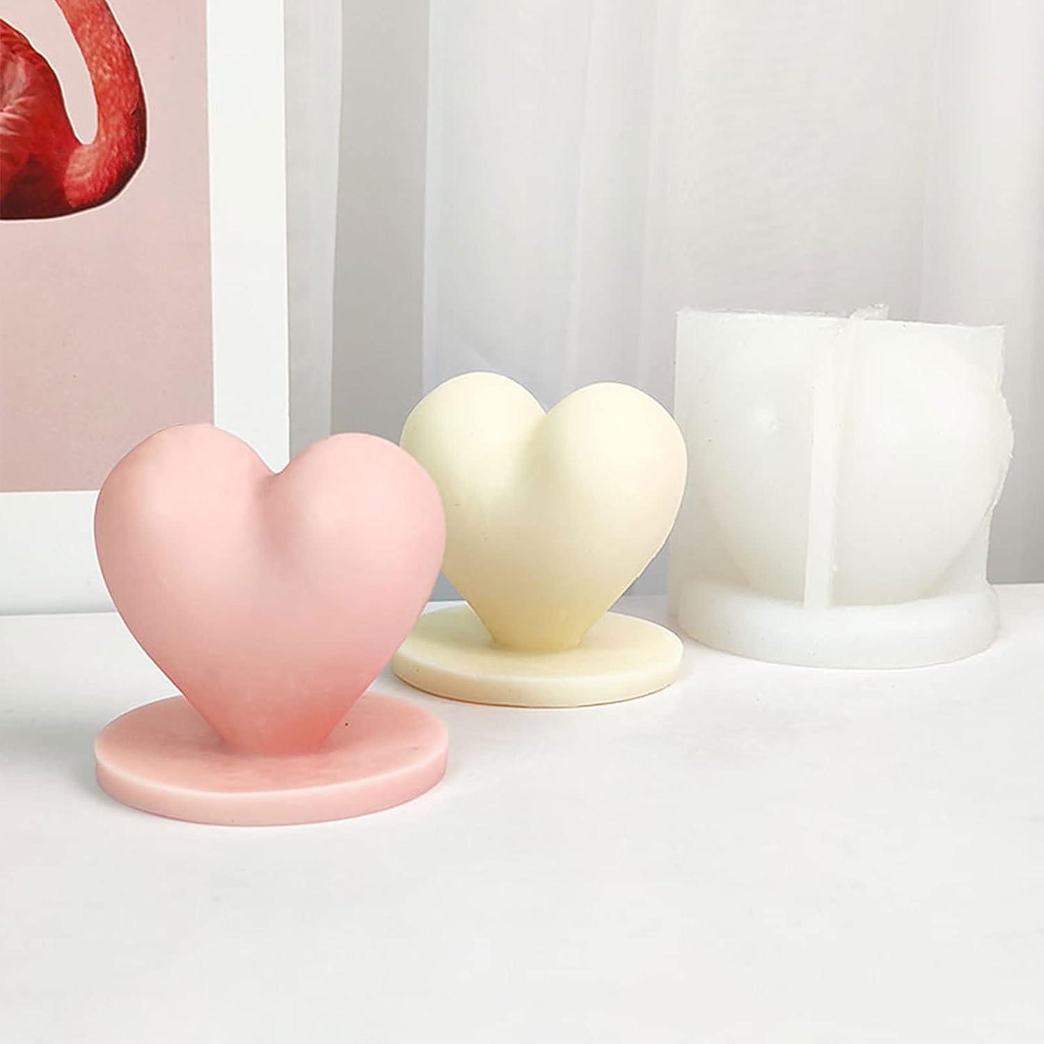 Midnadiy Love Heart Silicone Mold, 3D Rose Candle Molds for Candle Making,  Heart Charm Epoxy Resin Molds for DIY Handmade Soaps, Resin Crafts