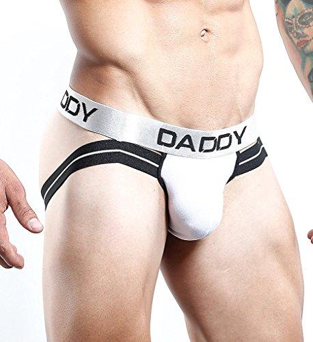 Mens Sexy Workout Jockstrap Underpants Enhancing Pouch Low Waist Thong  Underwear Medium White