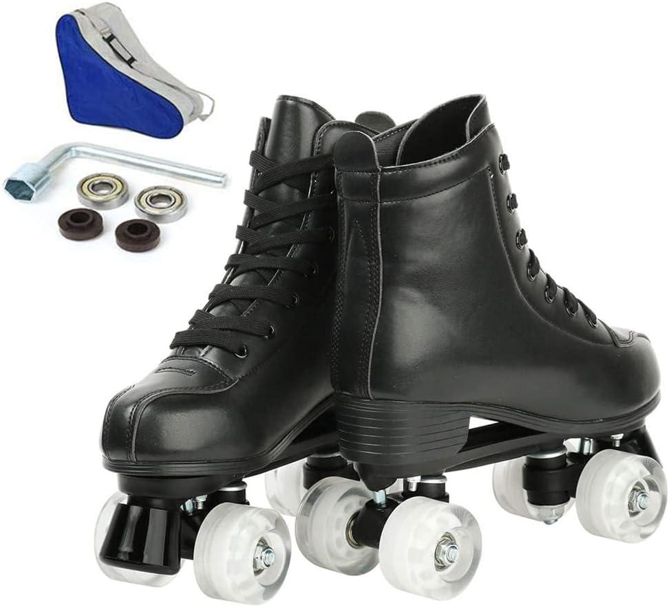 Womens Roller Skates PU Leather HighTop Roller Skates Classic Double