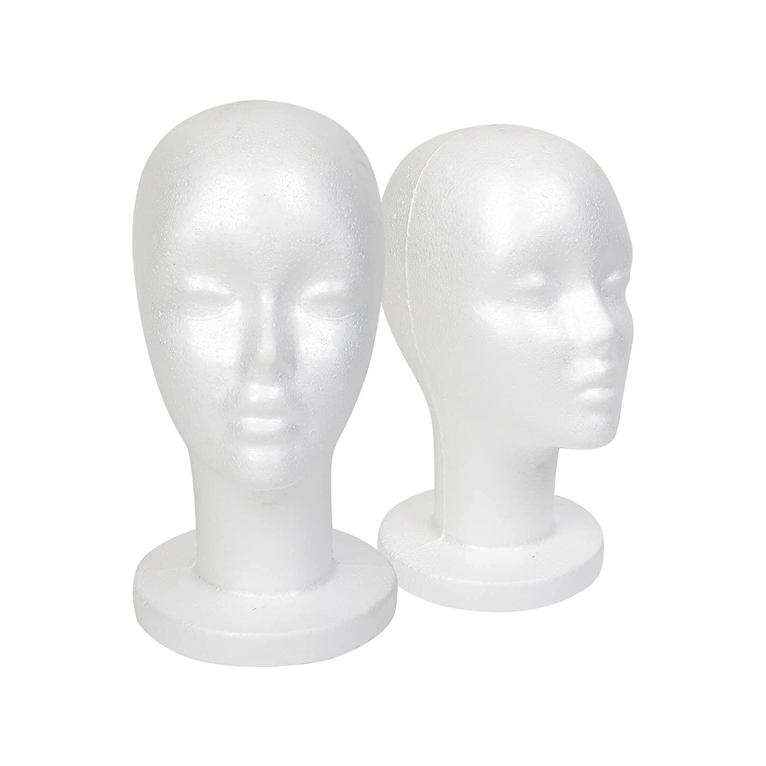 Studio Limited White Foam Mannequin Head Display, Styrofoam Wig Head (2