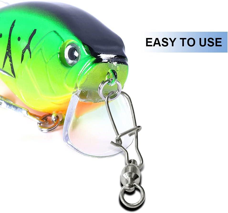 Atibin High Strength Fishing Swivels Tackle Stainless Connector Fishing  Snaps Swivel Steel Lock Snap Swivels Saltwater Line Lure Connector