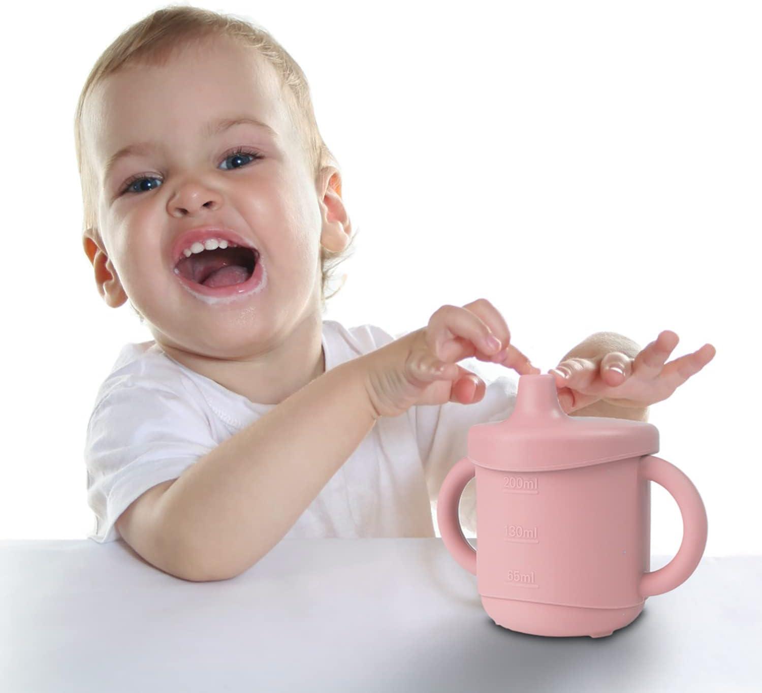 Prinper Silicone Baby Sippy Cup Feeding Straw Cups for Toddlers