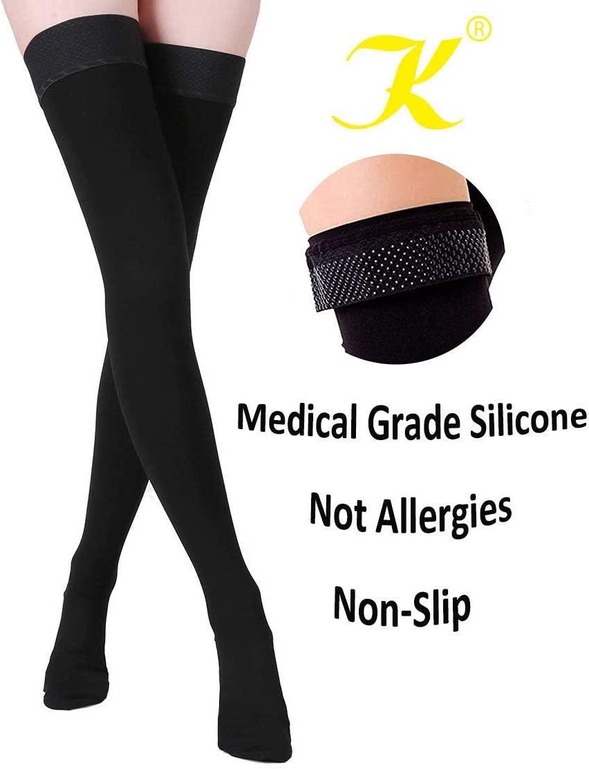 Thigh High Compression Stockings Closed Toe for Men Women Opaque KEKING