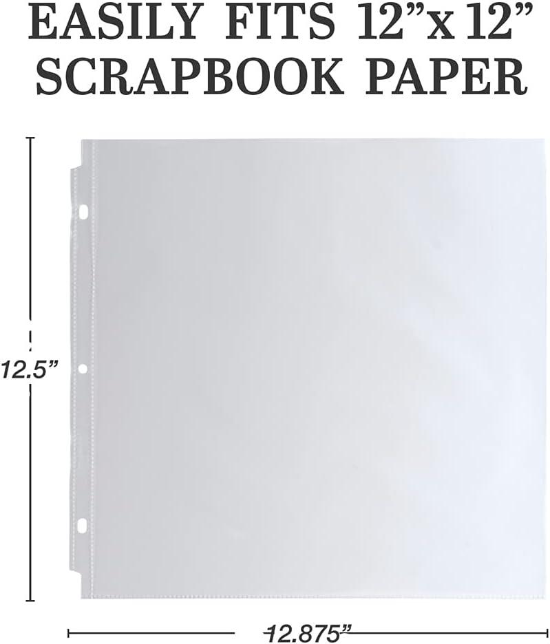 Samsill Scrapbook Refill Pages 12x12 Inches, 50 Pack, Super Heavyweight, Clear, Fits 3 Ring Scrapbook Binders and 12x12 Photo Al
