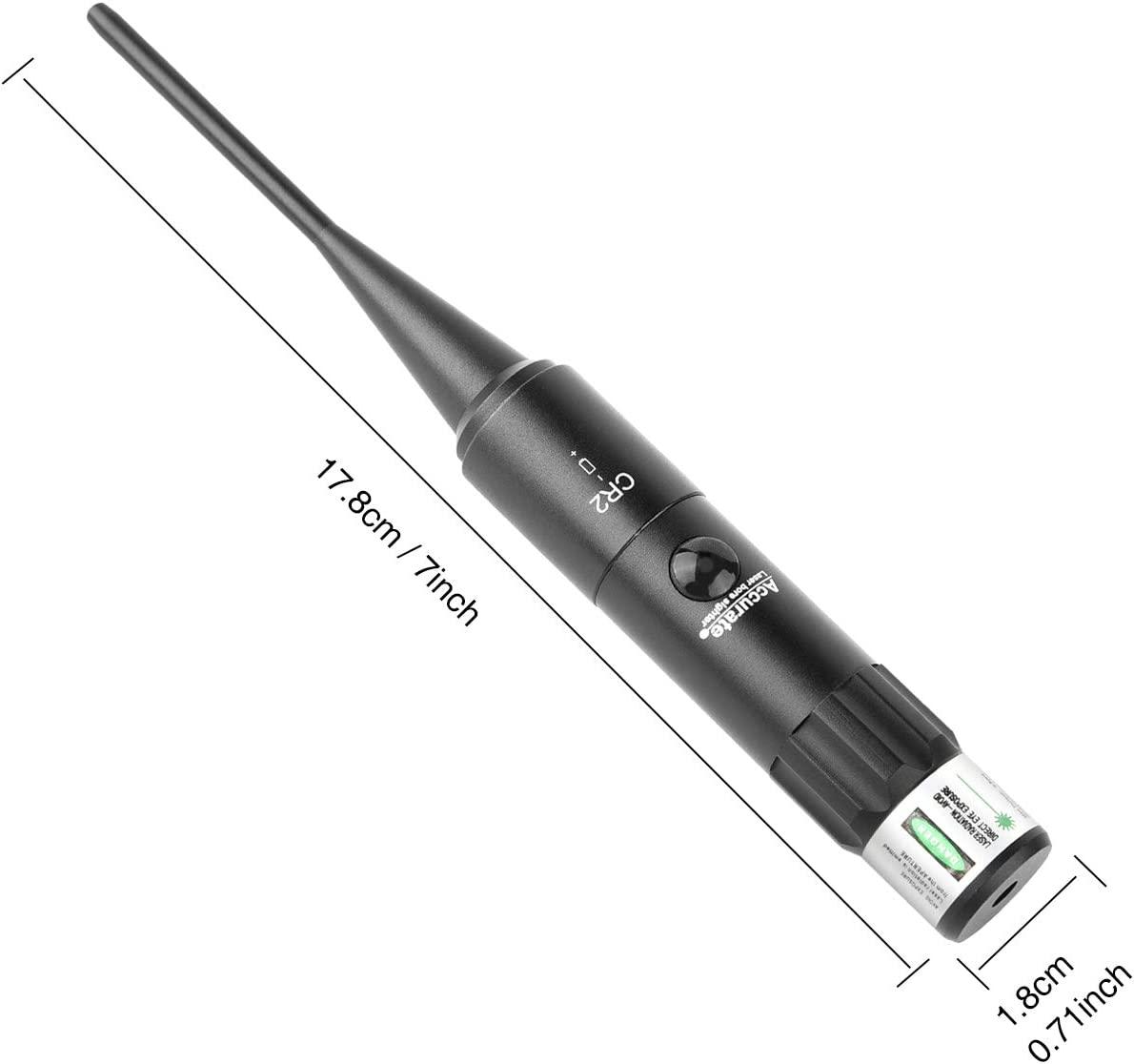 EZshoot Bore Sight Kit Bright Green or Red Dot BoreSighter with Big Button Switch for .17 to .54