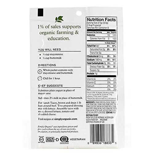 Simply Organic Ranch Seasoning 1 oz (Pack of 12) | Certified Organic ...