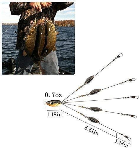 5 Arms Alabama Umbrella Rig Fishing Ultralight Tripod Bass Lures Bait Kit  Junior Ultralight Willow Blade Multi-Lure Rig bluegray