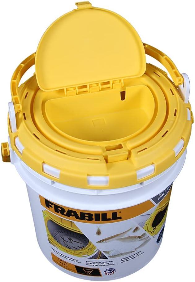Frabill Drainer Bait Bucket  Dual Bait Storage Bucket,White/Yellow