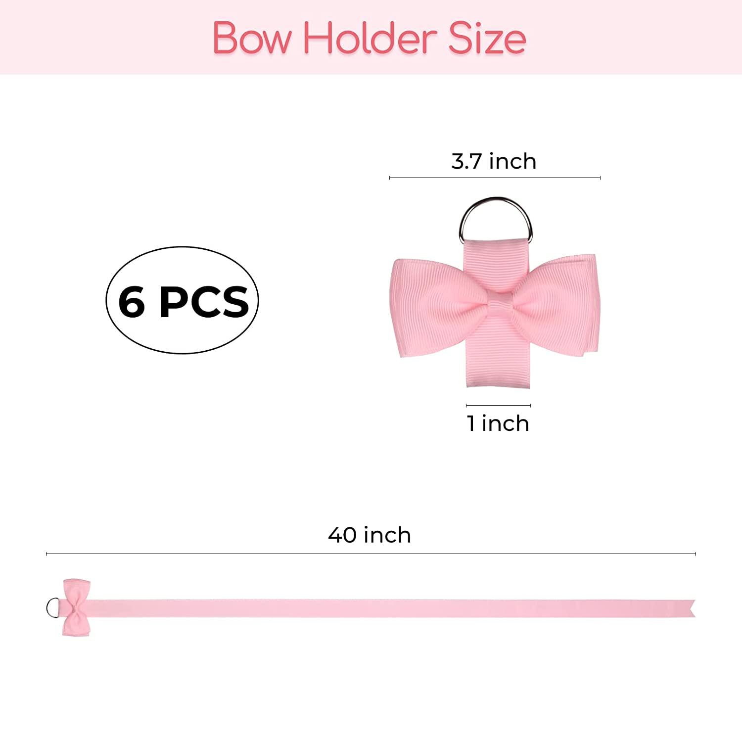 DEEKA 6 PCS 40 Long Bow Holders for Girls Clip Hair Bows Organizer - Pink