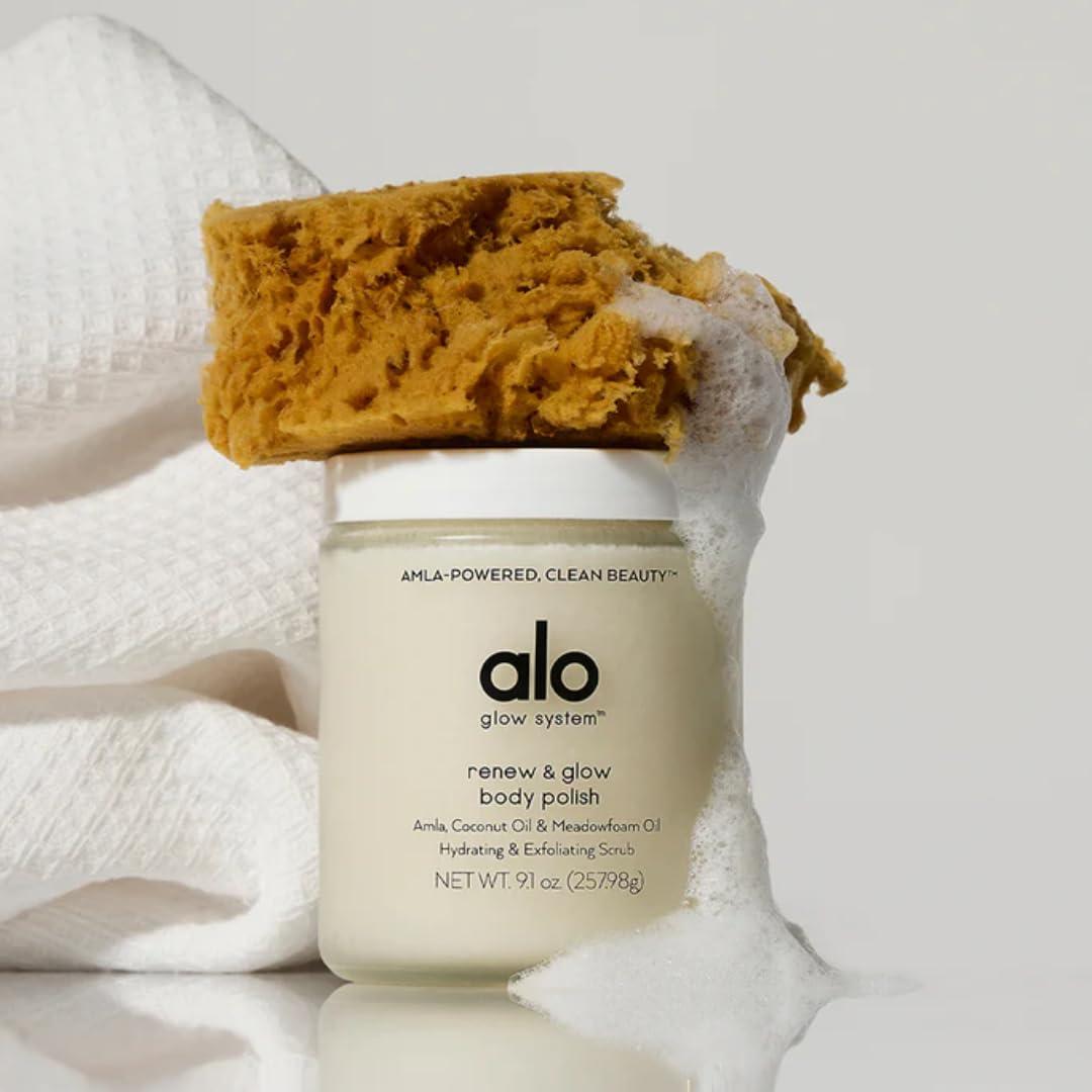 Alo Yoga Renew And Glow Body Polish - Sugar Exfoliating Scrub with Coconut  & Amla Antioxidants | 9.1 oz - International Shipping Available | Buy Now  with Express International Delivery | GoSupps.com