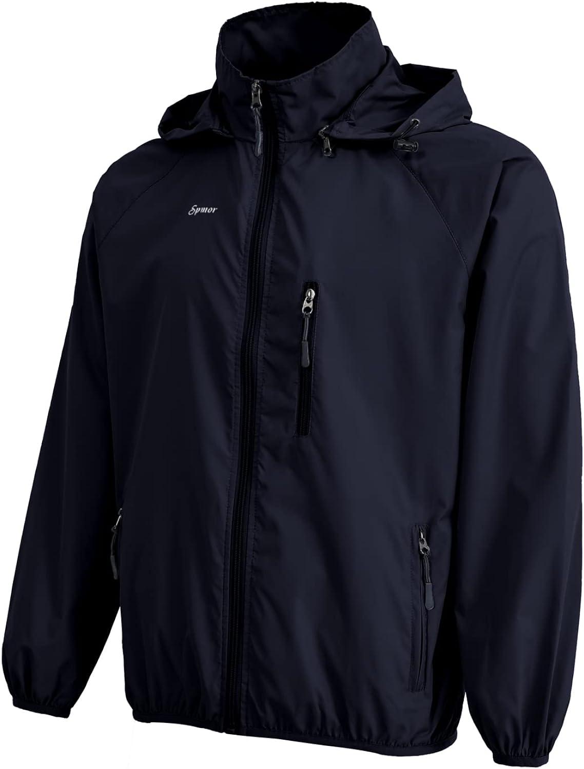 Spmor Men's X-Large Navy Waterproof Windbreaker Jacket