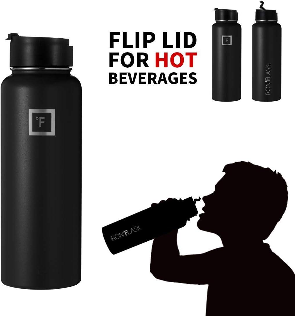 IRON °FLASK Sports Water Bottle - 24 Oz, 3 Lids (Spout Lid), Leak Proof,  Vacuum Insulated Stainless Steel, Hot Cold, Double Walled, Thermo Mug