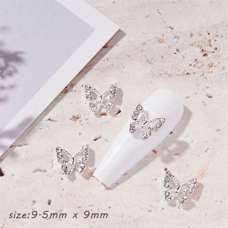 5Pcs 3D Zircon Butterfly Wings Nail Art Charms Fairy Crystal Gem