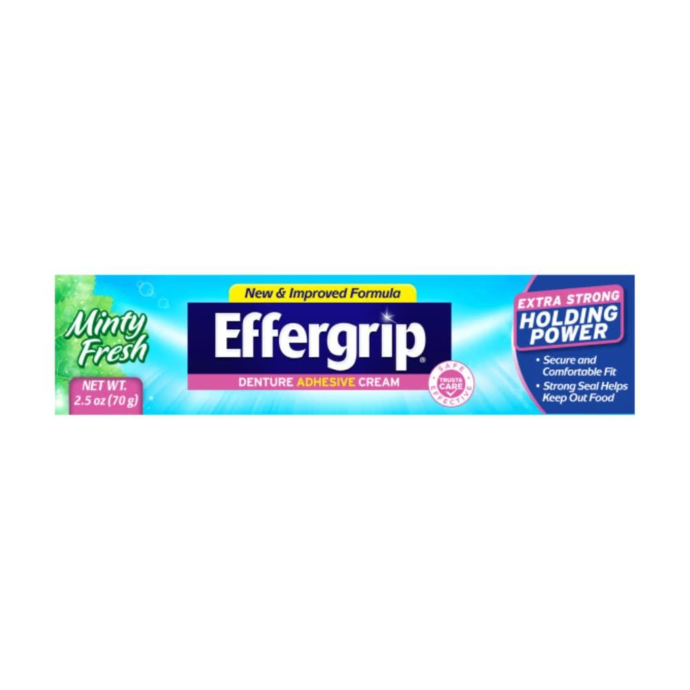 Effergrip Denture Adhesive Cream Extra Strong Holding Power 2.5 oz