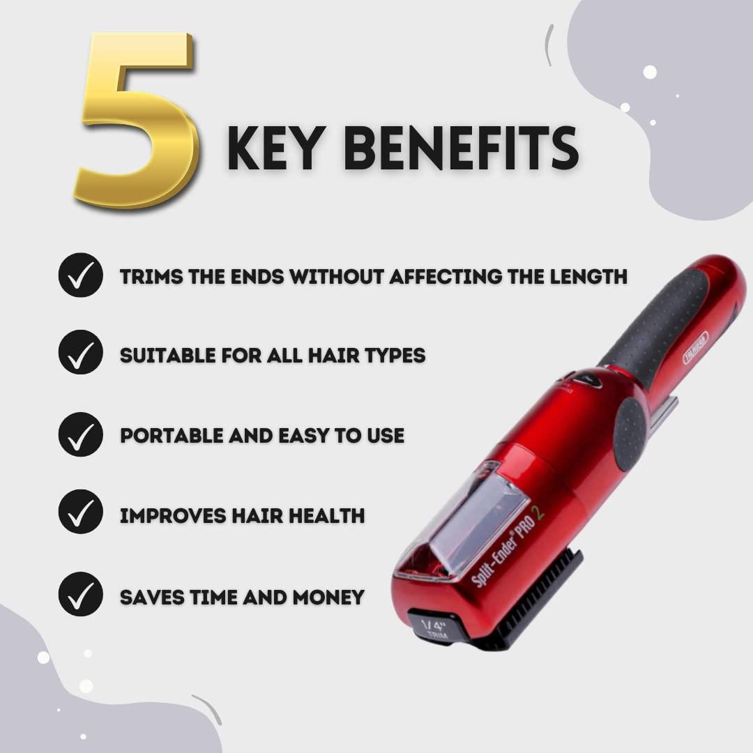 Split Ender Pro 2 Automatic Easy Split End Remover, Damaged Hair Repair  Trimmer for Broken, Frizzy, Dry, and Brittle Split Ends, Men & Women Hair  Care Treatment - Red