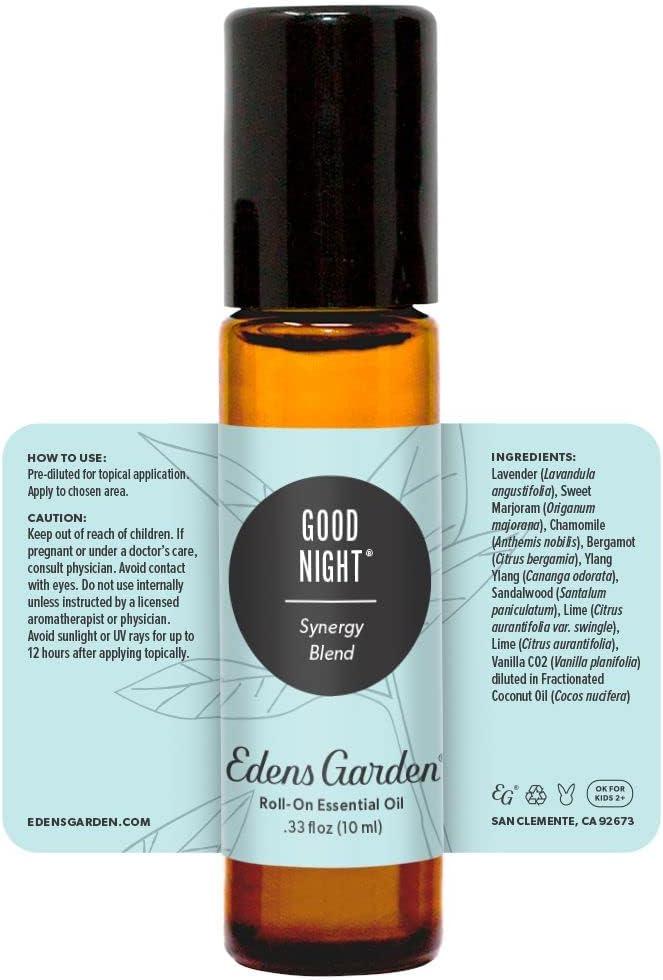 Edens Garden Good Night Essential Oil Synergy Blend, 100% Pure Therapeutic  Grade (Undiluted Natural/Homeopathic Aromatherapy Scented Essential Oil  Blends) 10 ml Roll-On