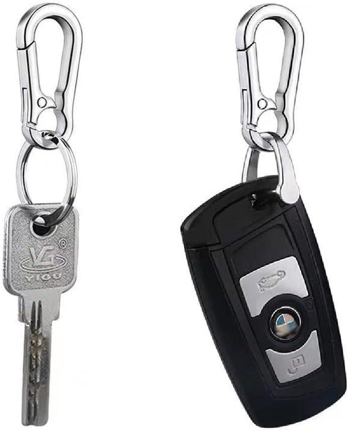 Amaxiu Spring Keychain Clip Key Ring, 2PCS Metal Keychain Carabiner Clip  Keyring Keychain with 2 Key Rings Retractable Key Ring Chain Holder  Keychain