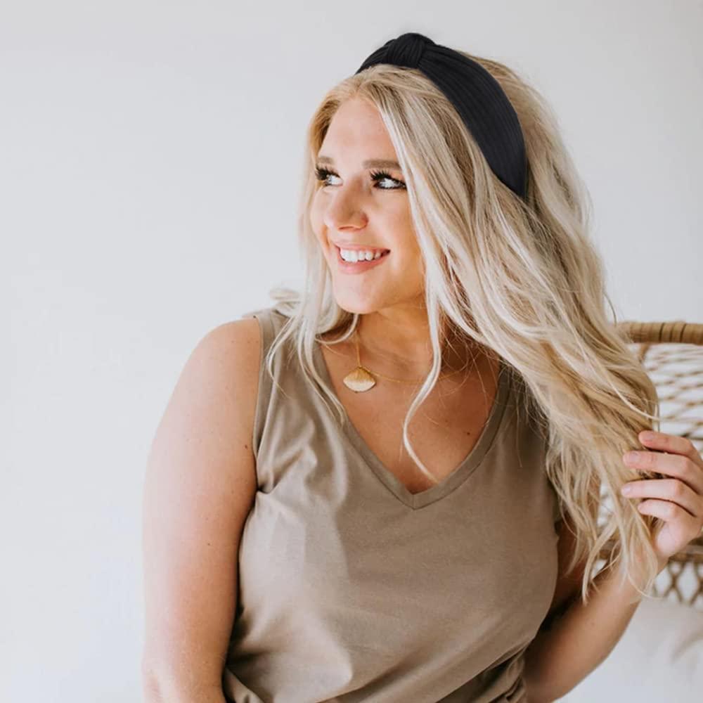 Wide Pearl Headbands for Women Knotted Velvet Hair Bands 4pcs