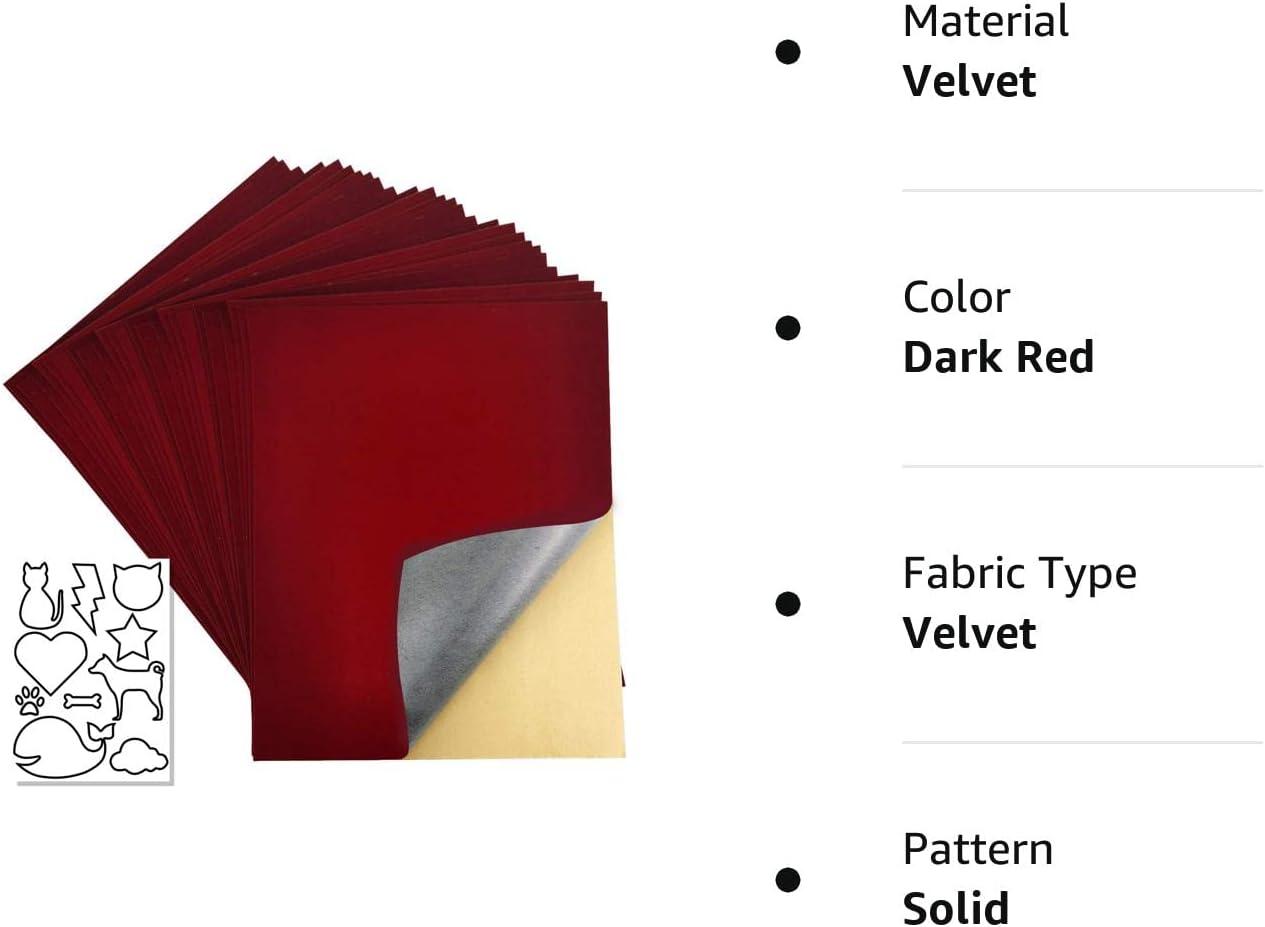 20 Pcs Self Adhesive Velvet Sheet,Self-Adhesive Flannel Fabric for Jewelry  Box Lint Lining Sticky,Size:8.8X11.8 Inches(Dark Red)