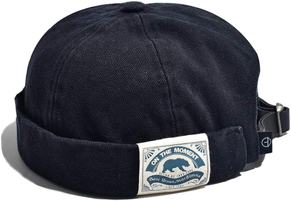 Clakllie Cappello Uomo Docker Con Polsino Arrotolato - Beanie Senza Tesa Regolabile, Stile Retro Marinaio, Cotone Traspirante, Taglia Unica 55-60 Cm