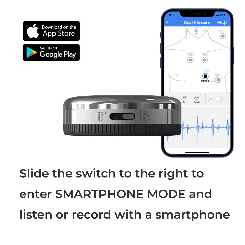 Stemoscope PRO Digital Stethoscope Stream to Bluetooth Earphones Amplified Electronic