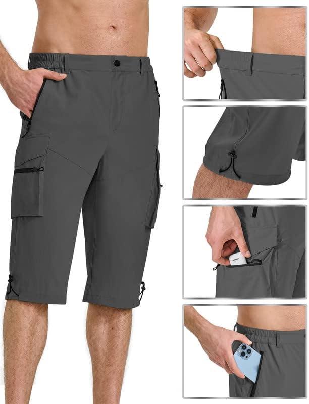 MAGNIVIT Men's Capri Long Elastic Cargo Shorts Below Knee Shorts 3/4