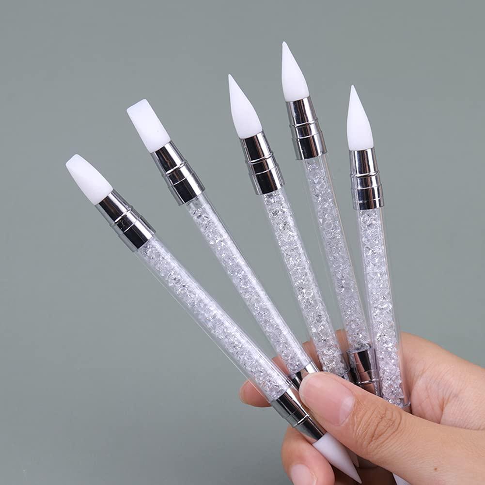 AKOAK 2 Pcs Nail Art Engraving Pen Double-headed Silicone Pen 3D