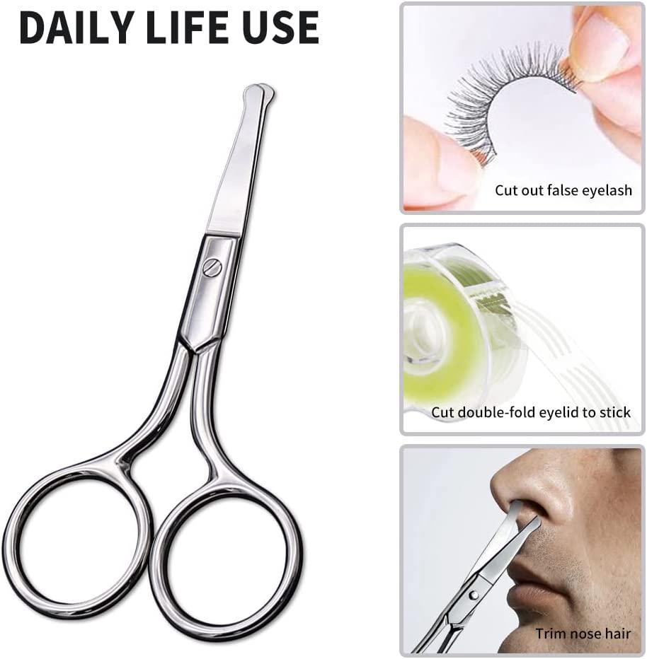 Nose Hair Scissors,eyebrow Scissors , Stainless Steel Small Scissors Round  Tip Design, Will Not Hurt the Nasal Cavity. Professional Grooming Scissors  for Eyelashes, Nose, Eyebrow Trimming, Mustache.