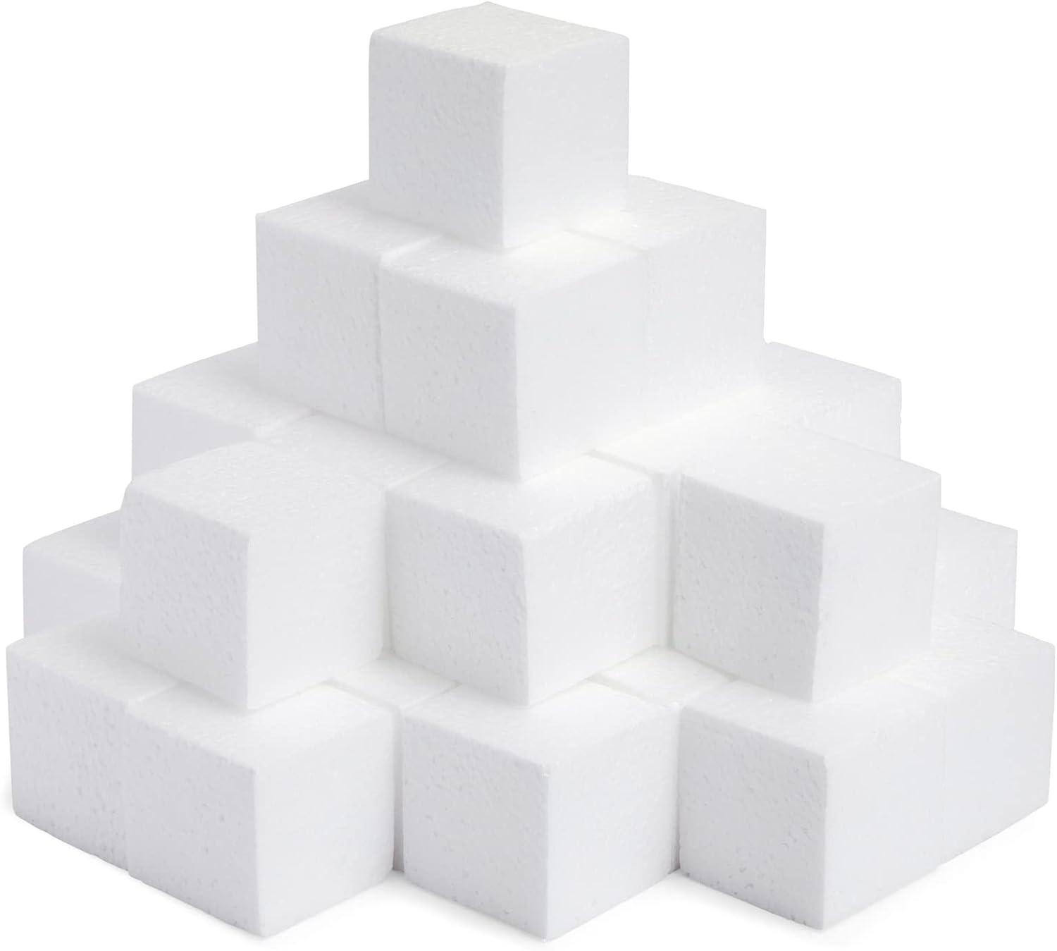 36 Pack Blank Foam Cubes and Square Blocks for Crafts, School