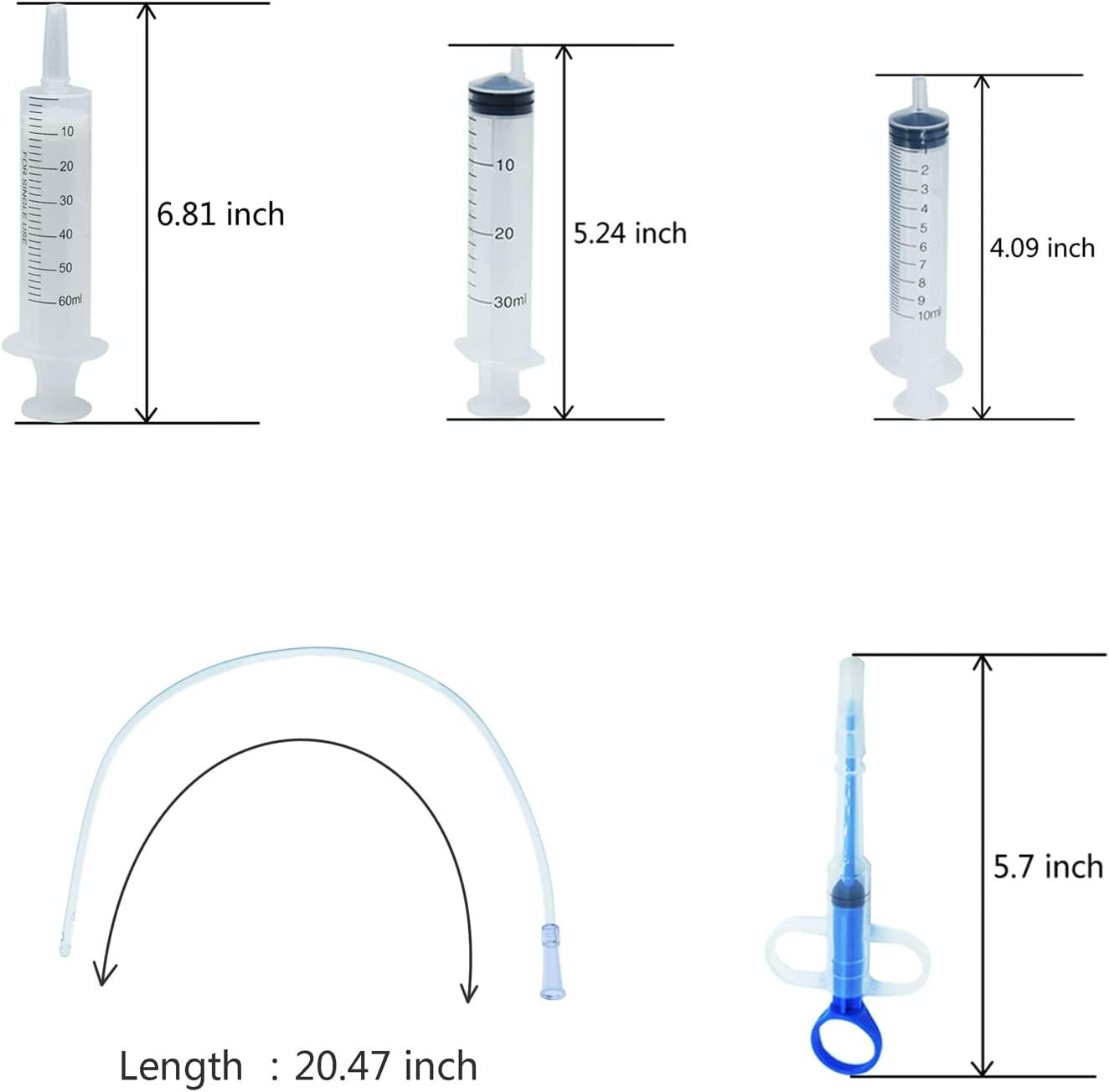 Puppy Feeding Tube Kit Includes 20Inch Kendall Feeding Tubes,60ML/30ML