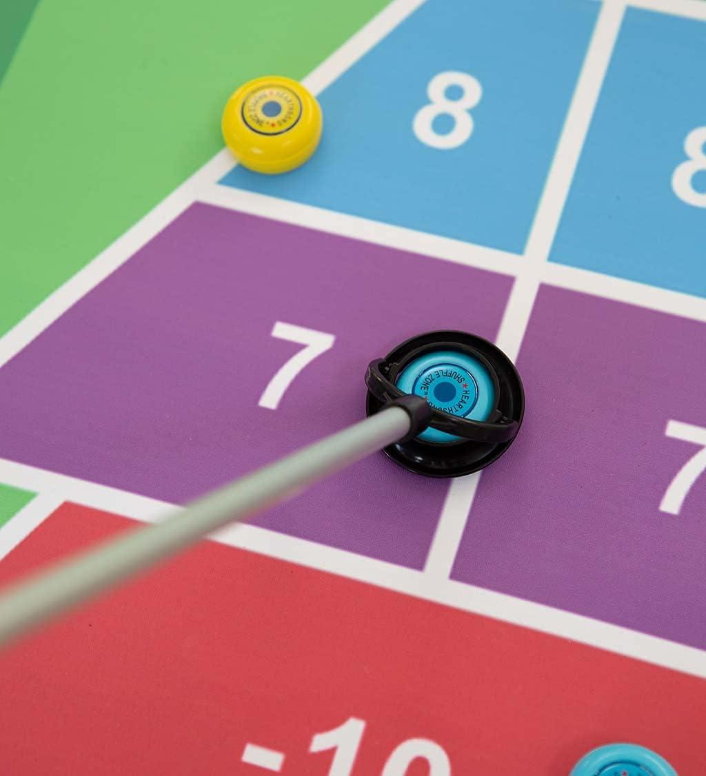 HearthSong Shuffle Zone Shuffleboard Family Game with 13 Foot Oxford