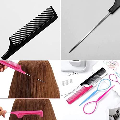 4pcs/set French Braid Tool Loop Elastic Hair Bands Remover Cutter Rat Tail  Comb Metal Pin Tail Braiding Combs for Hair Styling - AliExpress