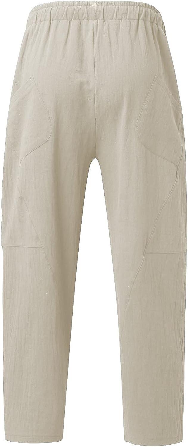 IEFB Mens Split Bottoms Casual Spring Beige Trousers Mens With