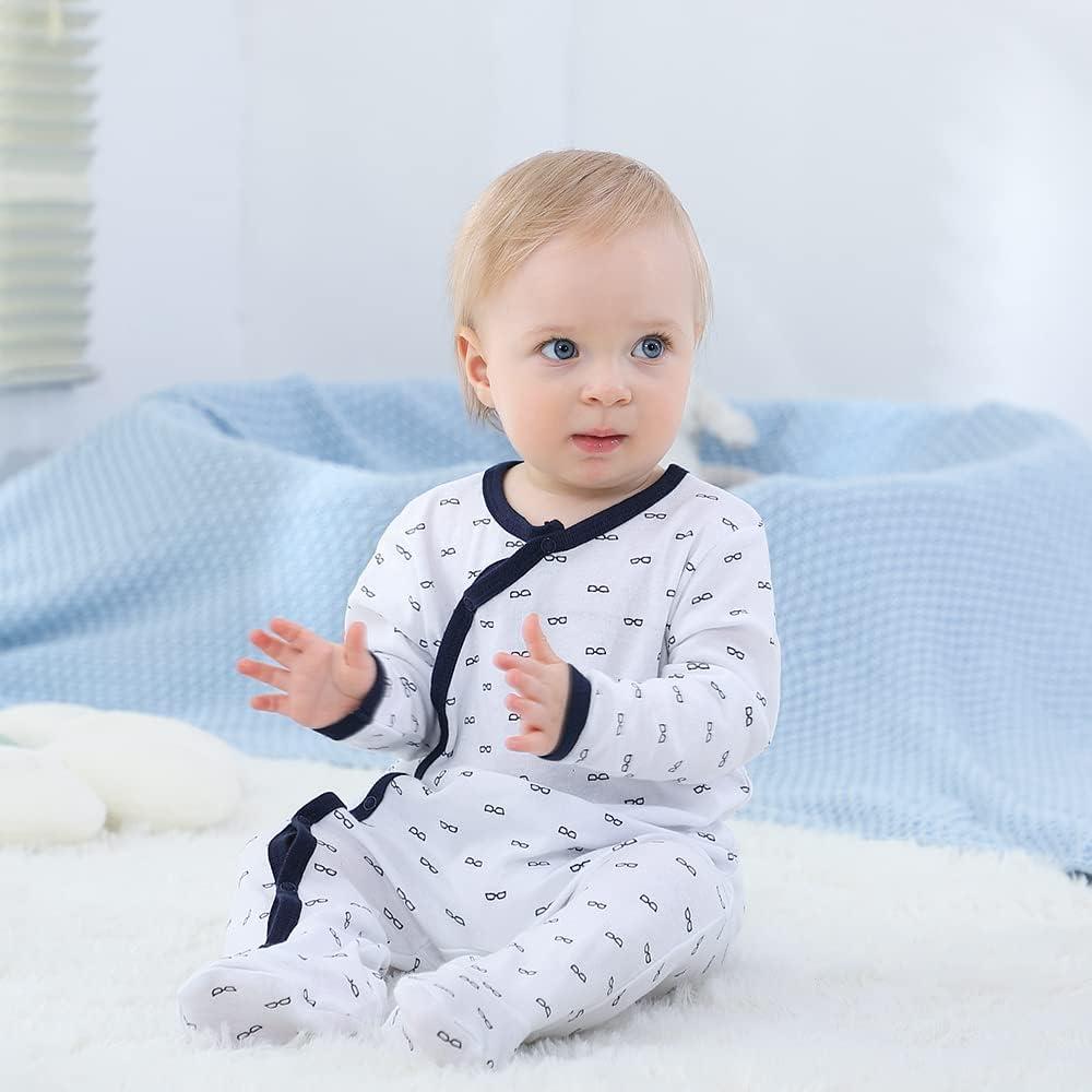MAMIMAKA Newborn Baby Onesies Footed Pajamas for Boys and Girls