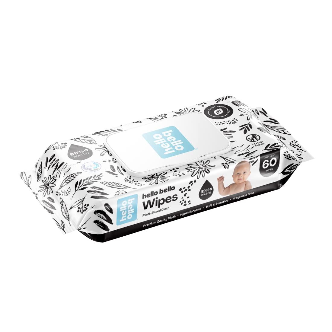 Hello Bello Plant Based Baby Wipes for Sensitive Skin 540 Count (3 Packs of 180) Made with