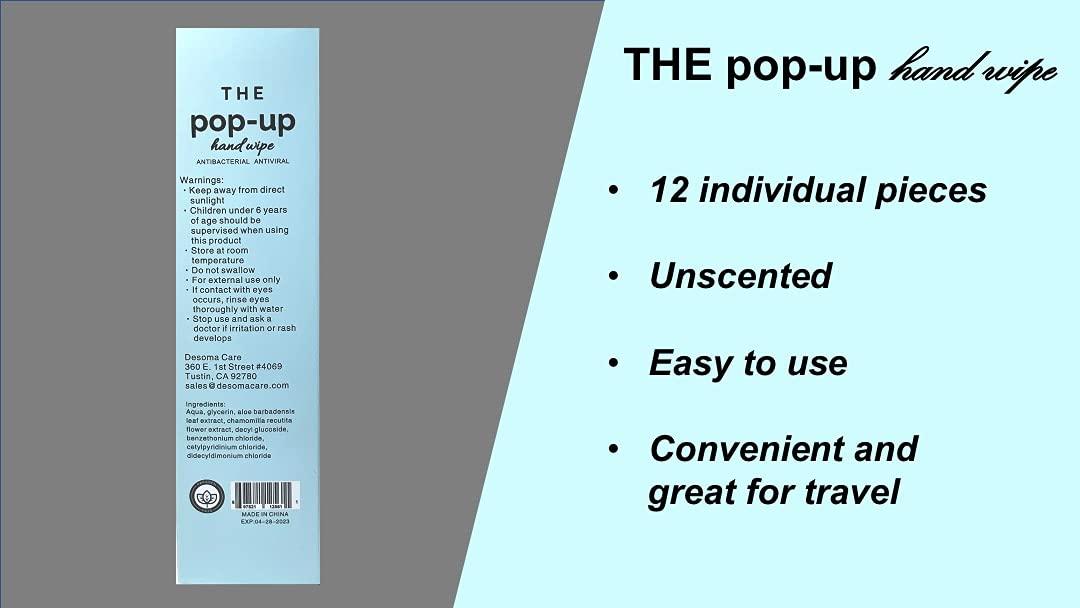 Desoma Care PopUp Hand Wipe Towelettes 12 Count Travel Size