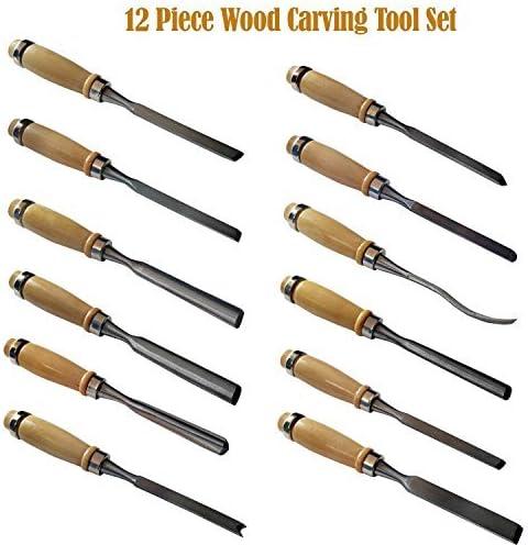 12PCS High-carbon Steel Wood Carving Set Hand Chisel Set Woodworking Gouges  Kit