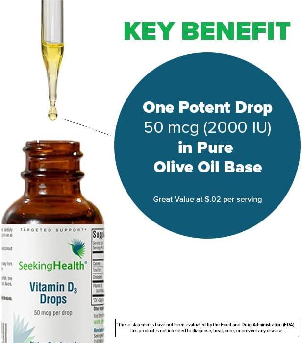 Seeking Health Vitamin D Drops 2000 IU Liquid Vitamin D3 (as