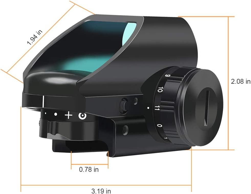 OTW RS25 1x22x33mm Reflex Sight, Multiple Reticle Red Dot Sight with