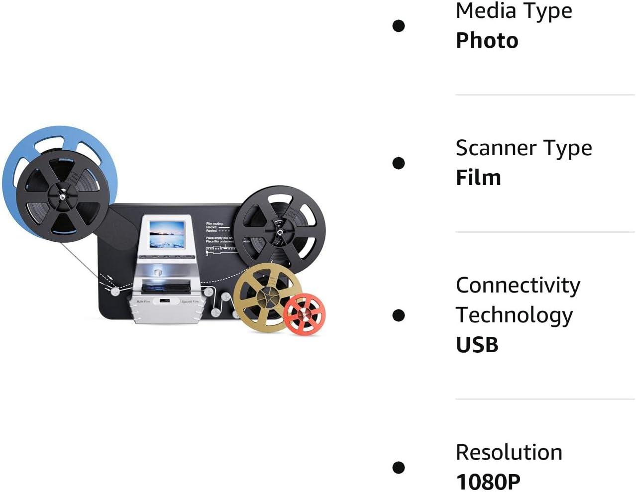 8mm & Super 8 Reels to Digital MovieMaker Film Sanner Converter, 2.4
