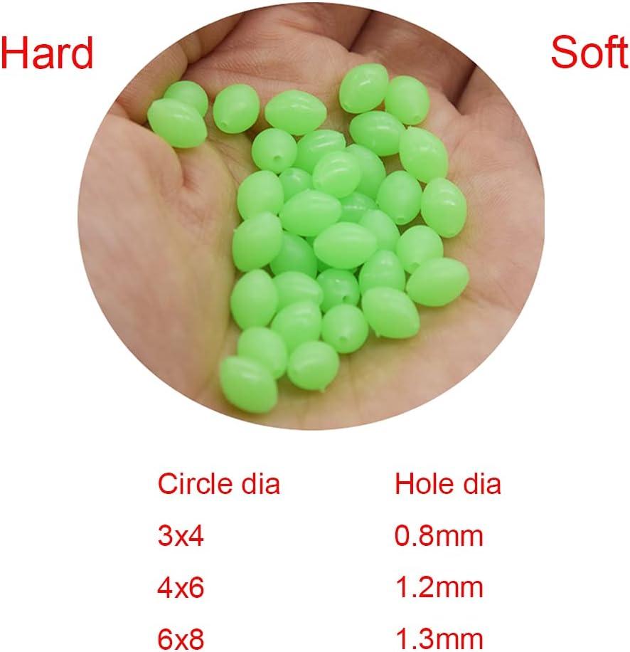 NA 1000pcs/lot Green Glow Fishing Beads Eggs Plastic Luminous Oval