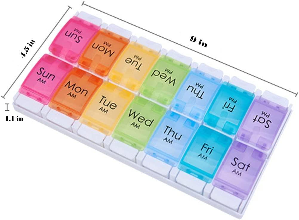 ShysTech Large Pill Case AM PM Organizer 7 Day Weekly Pill Box with