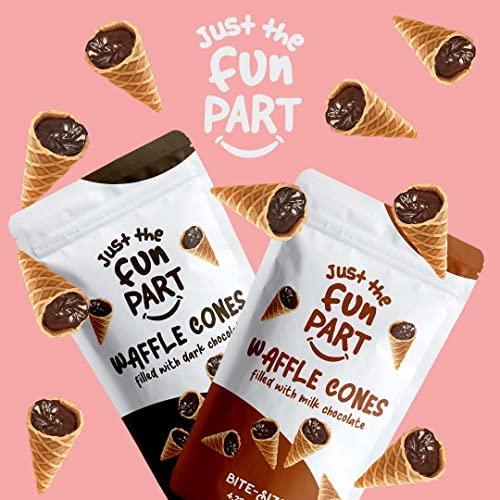 Just The Fun Part Waffle Cones, Strawberry White Chocolate, Bite-Sized - 4.23 oz